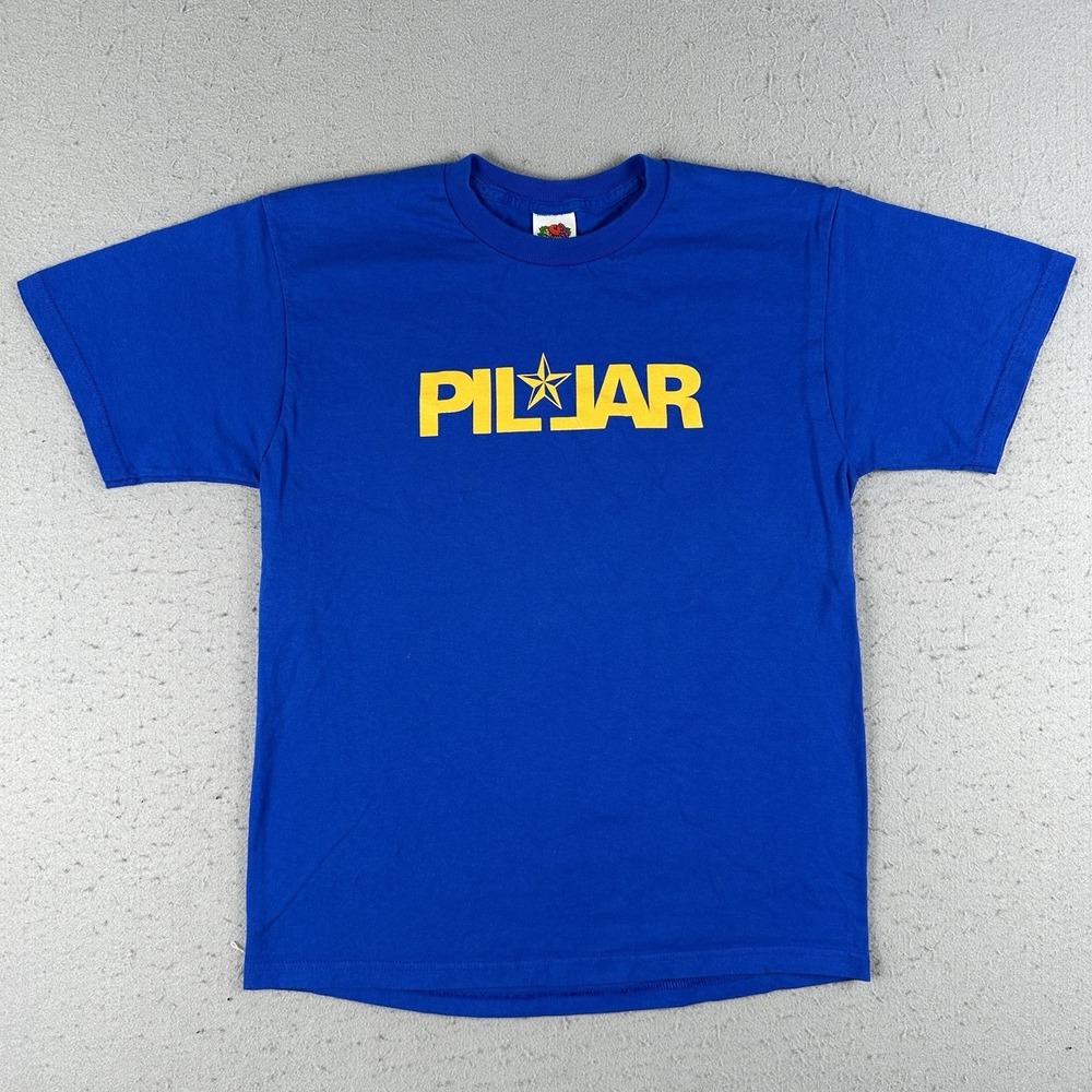 Vintage Pillar Shirt‎ Men's Medium Blue Rock Band Music Star